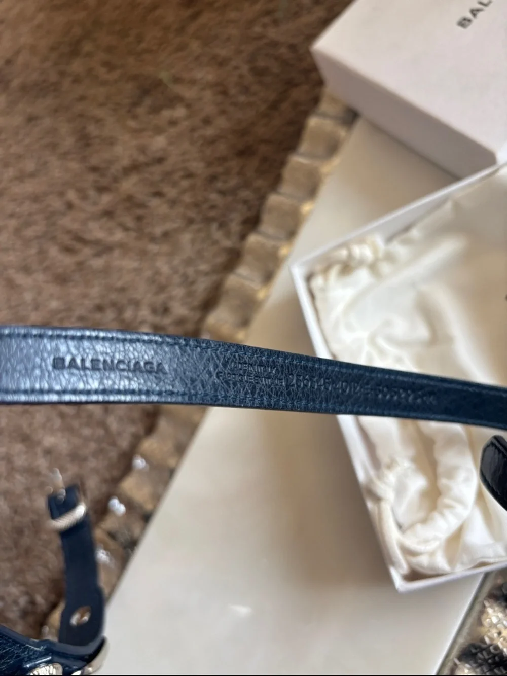 Balenciaga Leather Giant Arena Trip Wrap Bracelet in dark navy - Picture 7 of 9